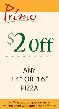 Coupon - $2 off any 14" or 16" pizza